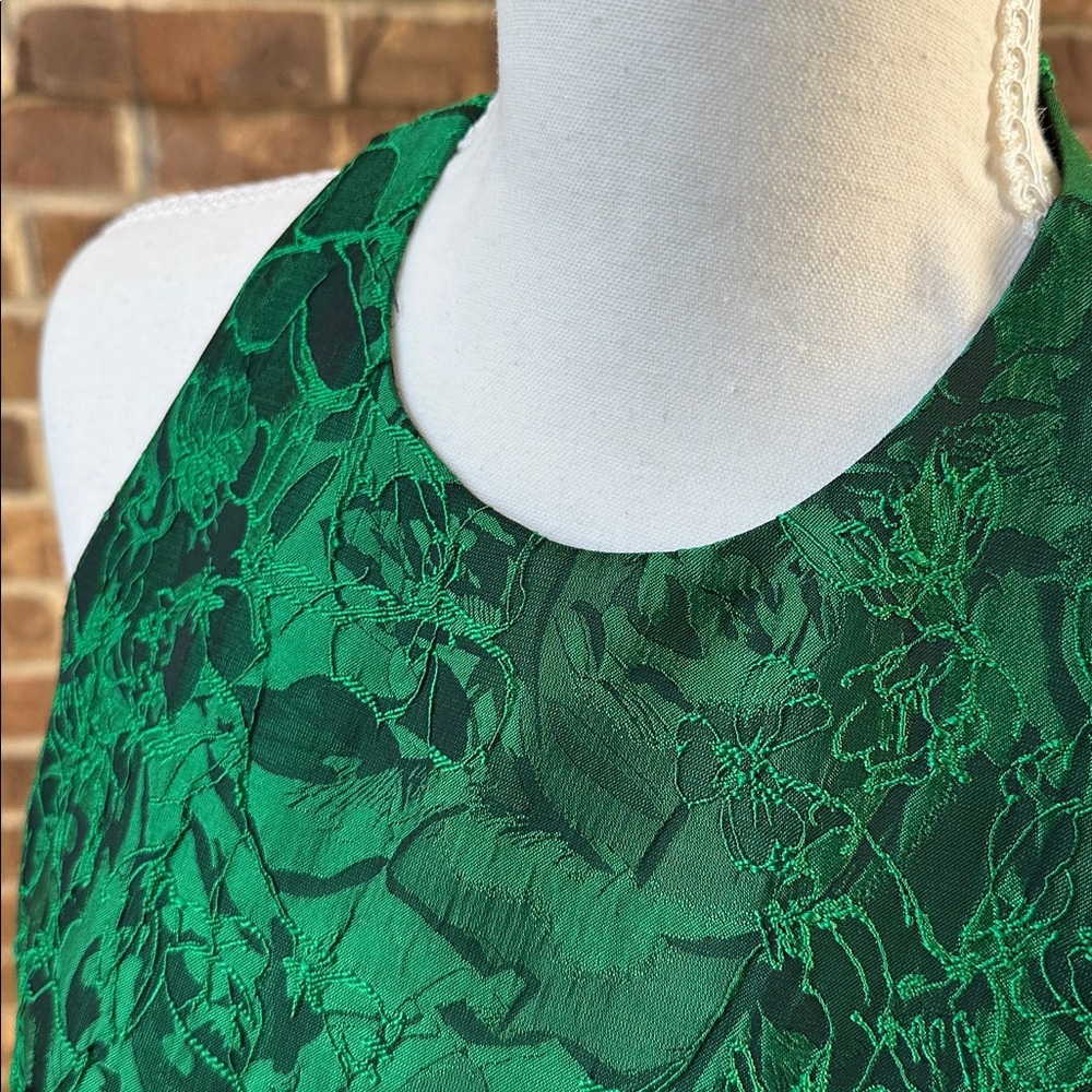 Alice + Olivia Mollie Circle Skirt Vibrant Green Party Jacquard Dress Size 0 - Picture 6 of 11